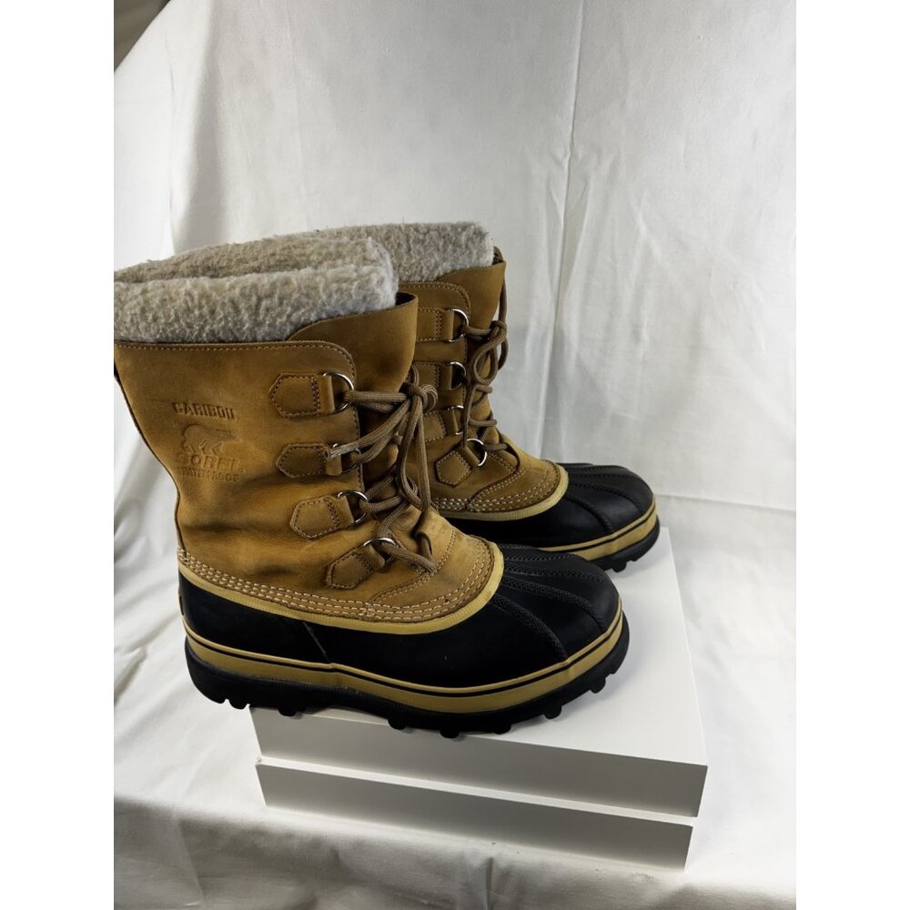 Sorel Caribou Winter Boot Man's 11 Black & Tan Waterproof - Picture 3 of 8
